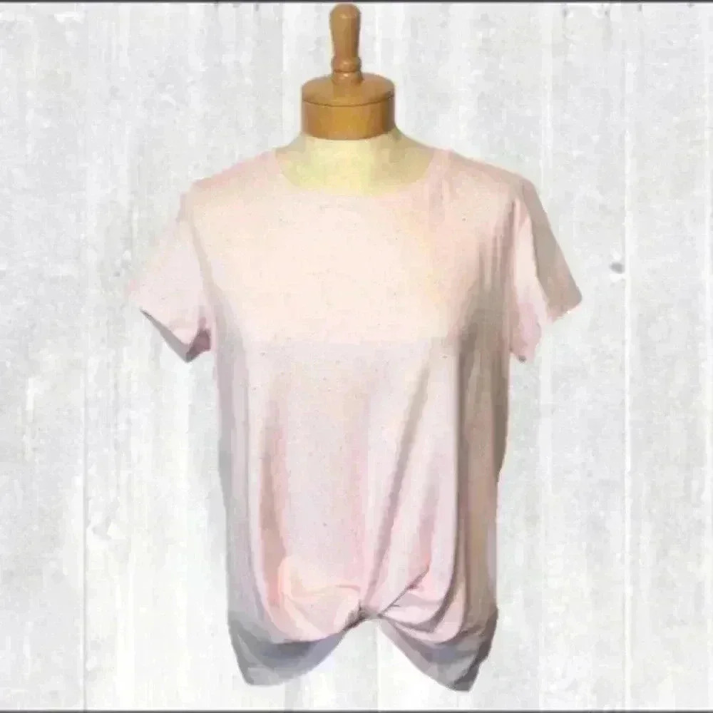 Arizona Delicate Pink Confetti Short Sleeve Top with knotted front hemline  2XL